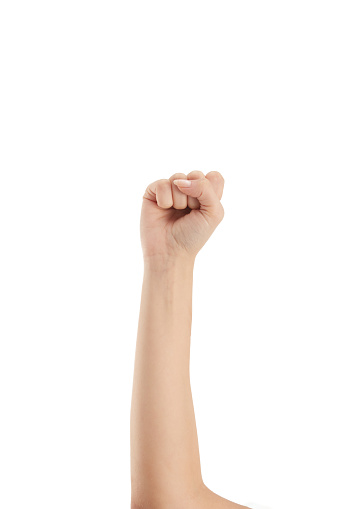 Clenched Fist Seen From Front Over White Background