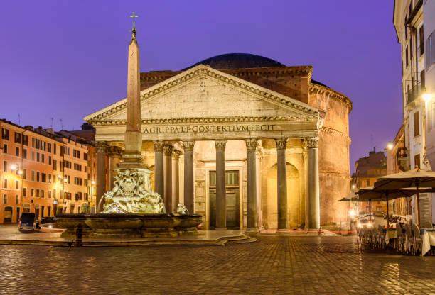 istock Ancient Pantheon building in Rome at night, Italy 1461424017