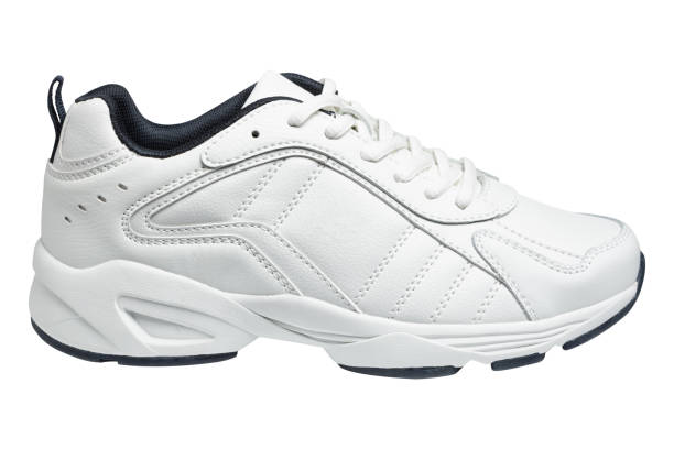 istock Summer white leather casual sneakers for walking, on a white background 1461424672