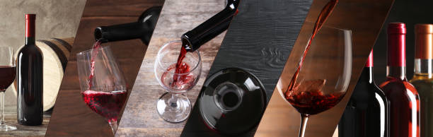 istock Beautiful collage with different photos of wine. Banner design 1461426414