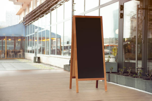istock Empty A-board near building outdoors. Mockup for design 1461426732