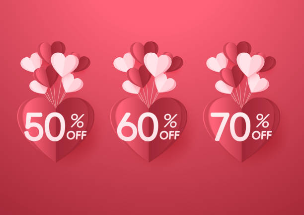 ilustrações de stock, clip art, desenhos animados e ícones de promo web banner for valentine's day sale. beautiful background with red hearts. vector illustration with seasonal offer. valentine's day poster. - candy cane flash