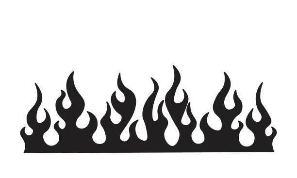 Minimalist silhouette of flame. Fire black isolated template logo on white background. Design template Minimalist silhouette of flame. Fire black isolated template logo on white background. Design template. Vector illustration. hand tattoo flash silhouette stock illustrations