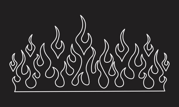 Minimalist silhouette of flame. One line drawing. Design template Minimalist silhouette of flame. One line drawing. Design template. Vector illustration. hand tattoo flash silhouette stock illustrations
