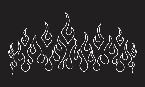 Minimalist silhouette of flame. One line drawing. Design template Minimalist silhouette of flame. One line drawing. Design template. Vector illustration. hand tattoo flash silhouette stock illustrations