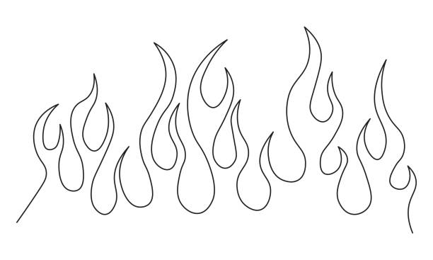 Minimalist silhouette of flame. One line drawing. Design template Minimalist silhouette of flame. One line drawing. Design template. Vector illustration. hand tattoo flash silhouette stock illustrations