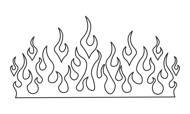 Minimalist silhouette of flame. One line drawing. Design template Minimalist silhouette of flame. One line drawing. Design template. Vector illustration. hand tattoo flash silhouette stock illustrations