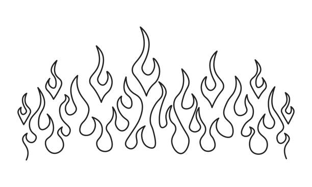 Minimalist silhouette of flame. One line drawing. Design template Minimalist silhouette of flame. One line drawing. Design template. Vector illustration. hand tattoo flash silhouette stock illustrations