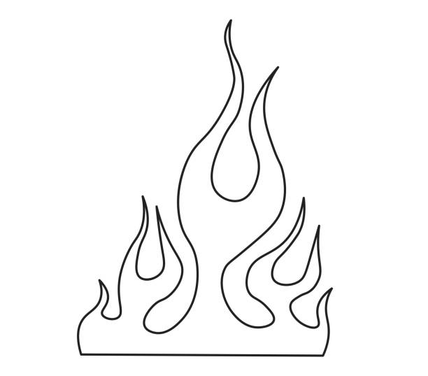 Minimalist silhouette of flame. One line drawing. Design template Minimalist silhouette of flame. One line drawing. Design template. Vector illustration. hand tattoo flash silhouette stock illustrations
