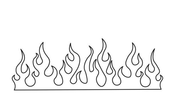 Minimalist silhouette of flame. One line drawing. Design template Minimalist silhouette of flame. One line drawing. Design template. Vector illustration. hand tattoo flash silhouette stock illustrations