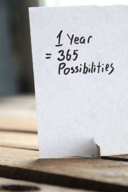 istock One year equal 365 possibilities. Motivational quotes inscription on a tag. 1461428317