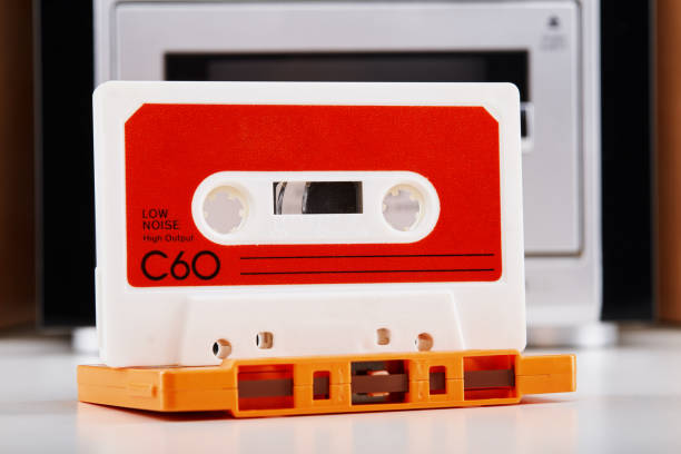 cassette audio con lettore stereo hi-fi in background - turkish culture audio foto e immagini stock