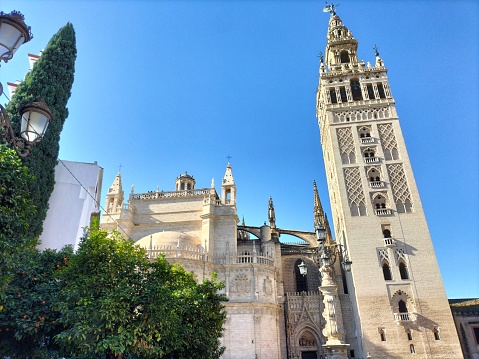 Views of the cathedral and Giralda of Seville