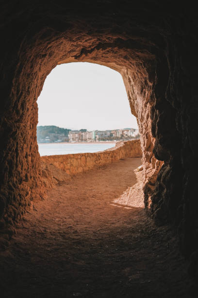 istock View from the cave to a Mediterranean coastal town 1461433678
