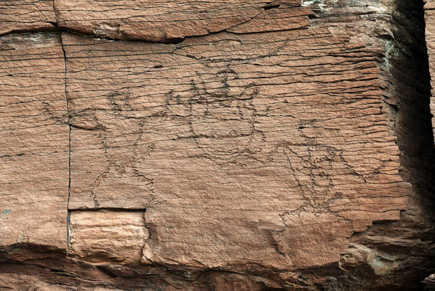 istock Ancient figure on the rock. Petroglyph. Siberia. Khakassia. 1461435777