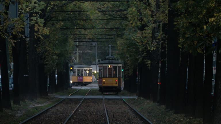 Classic Old Tram in Milan, Italy