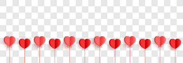 istock Hearts garland.Red 3d paper hearts .Set of simple hearts.Valentine's Day seamless pattern. Hearts garland isolated on a transparent background. Valentine's day decoration. 1461440349