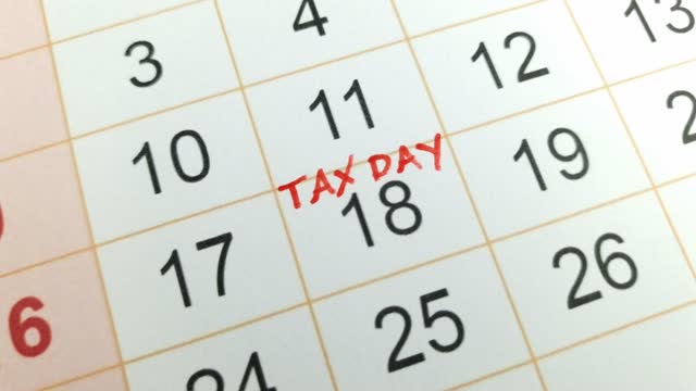 Tax payment day marked on a calendar - April 18, 2023
