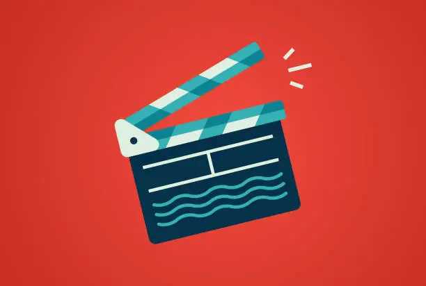 Vector illustration of Film Movie Slate Red Carpet Movie Cinema Business Symbol Background
