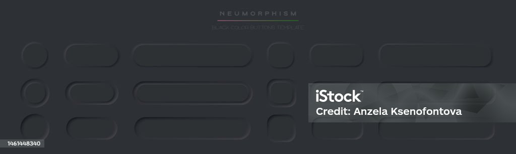 Black Buttons Vector Set Neumorphic Design Style Realistic Modern Ui ...