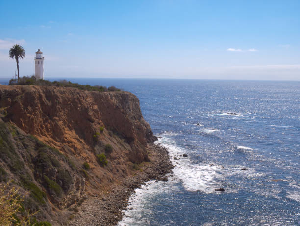 phare de point vincente à rancho palos verdes - palos verdes photos et images de collection