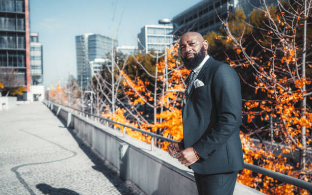 Black businessman on a autumn day