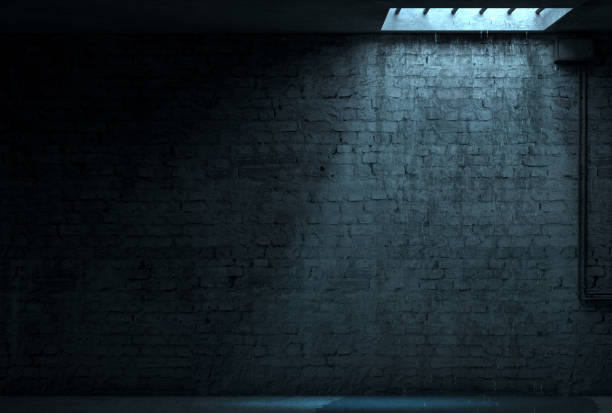 istock Brick wall of a street facade at night 1461455381