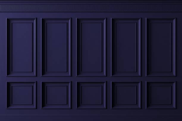 istock Classic wall with vintage dark blue wood panels 1461455383