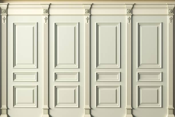 istock Classic wall with vintage beech wood panels 1461455398