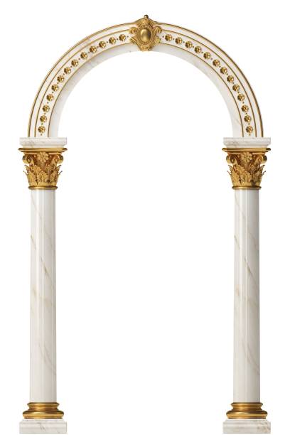 Golden luxury classic arch portal with columns