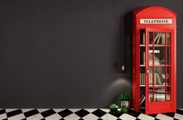 Loft interior background old wall and Phone booth