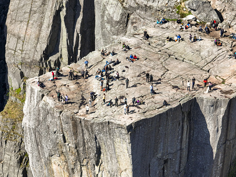 Preikestolen (The Pulpit Rock) towers 604 metres above the Lysefjord, and the trek there is one of Norway's most famous mountain hikes