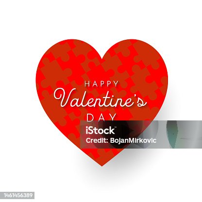 istock Happy Valentine's Day card with puzzle heart. Vector 1461456389