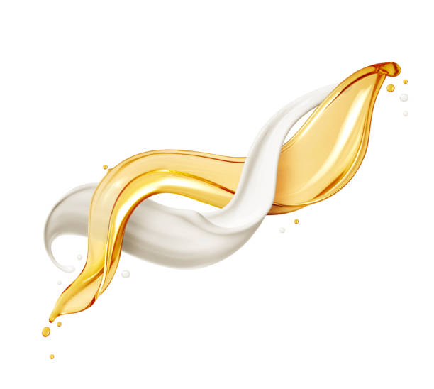 istock Beautiful milk and oily splashes isolated on a white background 1461458491