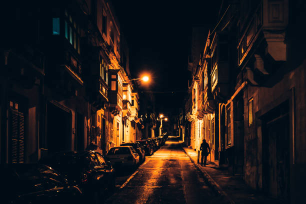 istock Streets of old town by night - Malta 1461458788