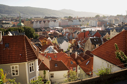 Looking down over the rooftops of the city of Bergen
