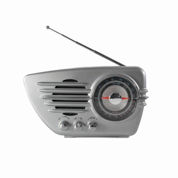 istock Retro radio silver chrome with antenna on white background. Square format 1461462976