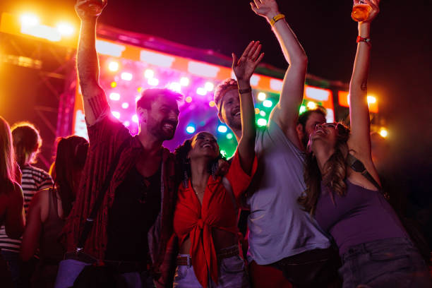 istock Cheerful friends at summer festival 1461463785