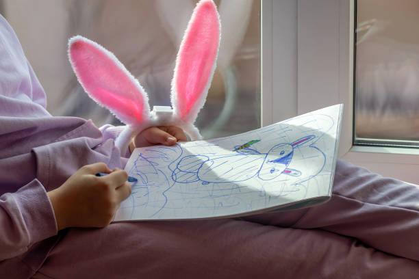 istock Children prepare decorations and drawings for Easter 1461464080