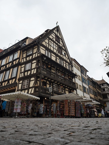 Charming picturesque old traditional architecture half-timbered house building in Strasbourg Grand Est Bas Rhin Alsace France Europe