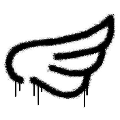 Graffiti wings with  black spray paint over white. Vector illustration.