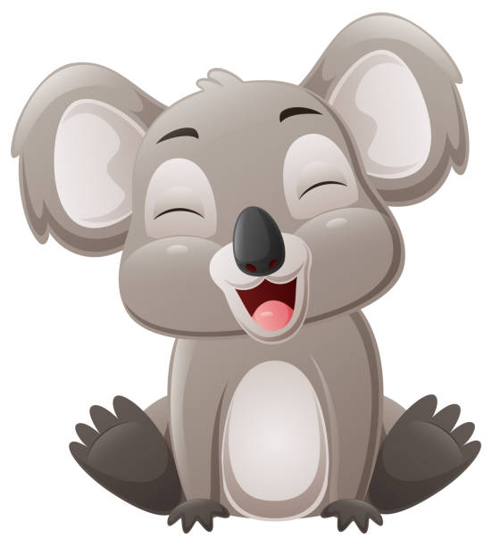 милая маленькая коала мультяшная сидит - eucalyptus tree tree australia tropical rainforest stock illustrations