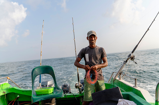 Deepwater sport fishing in the Indian Ocean nearby Sri Lanka coast