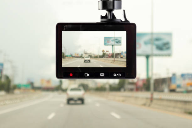 istock Car CCTV camera video recorder for driving safety on the road 1461484876
