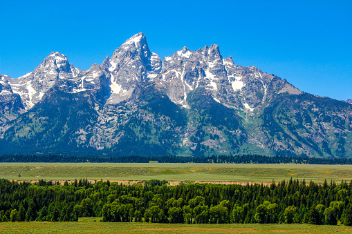The saw tooth rocks of Grand Teton in Wyoming