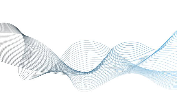 illustrazioni stock, clip art, cartoni animati e icone di tendenza di elemento d'onda colorato astratto per il design. equalizzatore digitale della traccia di frequenza. sfondo lineart stilizzato. illustrazione vettoriale. ondate con linee create utilizzando lo strumento di fusione. linea ondulata curva, striscia liscia. - motivo a onde