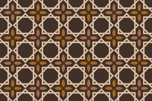 ilustrações de stock, clip art, desenhos animados e ícones de brown-tone geometric ethnic seamless pattern designed for background, wallpaper, traditional clothing, carpet, curtain, and home decoration. - bronze decor tile mosaic