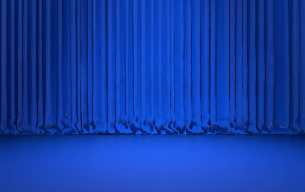 istock Movie theater curtains on stage or on floor, classic drapery template 3d render illustration. Circus and standup scene interior 1461508677
