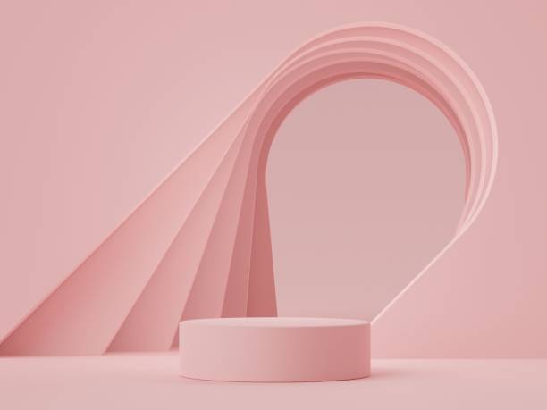 istock 3d render display podium for product and cosmetic presentation. Minimal scene for advertising. Abstract clean background for web banner and mock up. simple geometric shapes. 1461511580