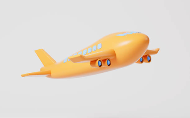 istock Cartoon airplane with white background, 3d rendering. 1461516515